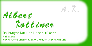 albert kolliner business card